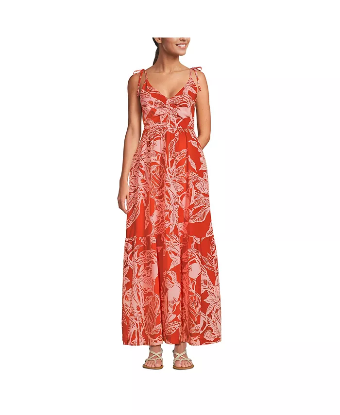 Женское хлопковое вуальное платье макси с V-образным вырезом и завязками на бретелях Lands' End, оранжевый
Женское хлопковое вуальное платье макси с V-образным вырезом и завязками на бретелях Lands' End, оранжевый
