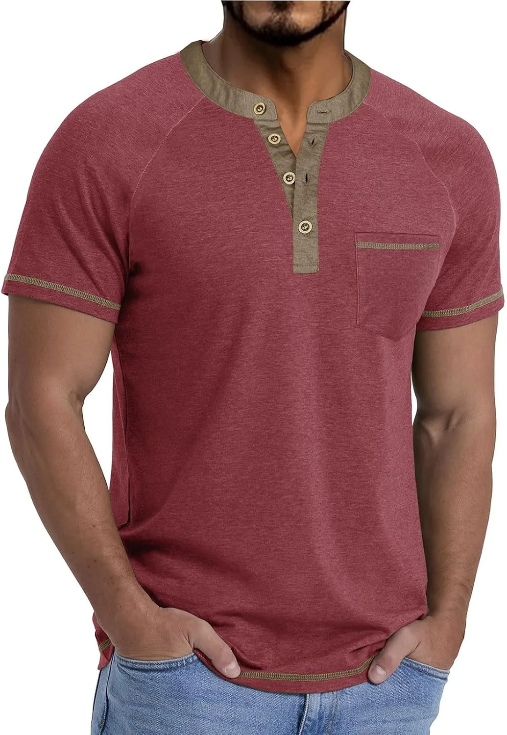 Футболка-поло Henley с коротким рукавом и карманом Lmdudan
Футболка-поло Henley с коротким рукавом и карманом Lmdudan