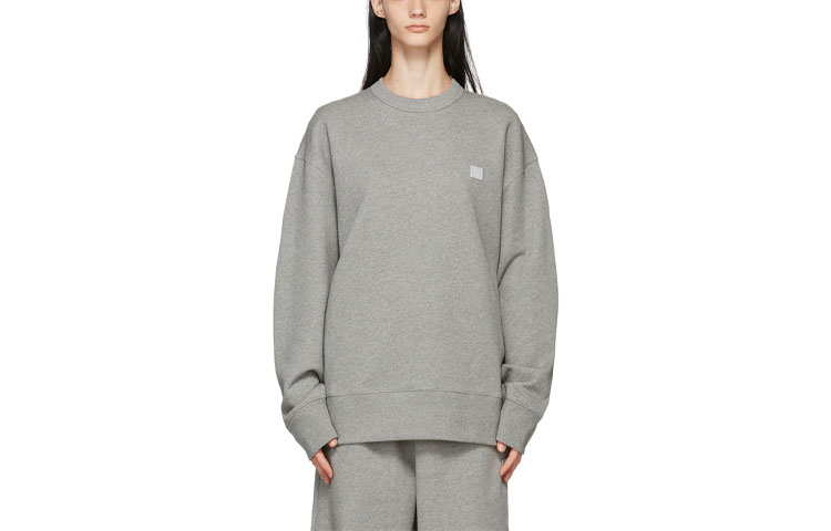 Футболка с логотипом на груди Acne Studios, серая 
Футболка с логотипом на груди Acne Studios, серая