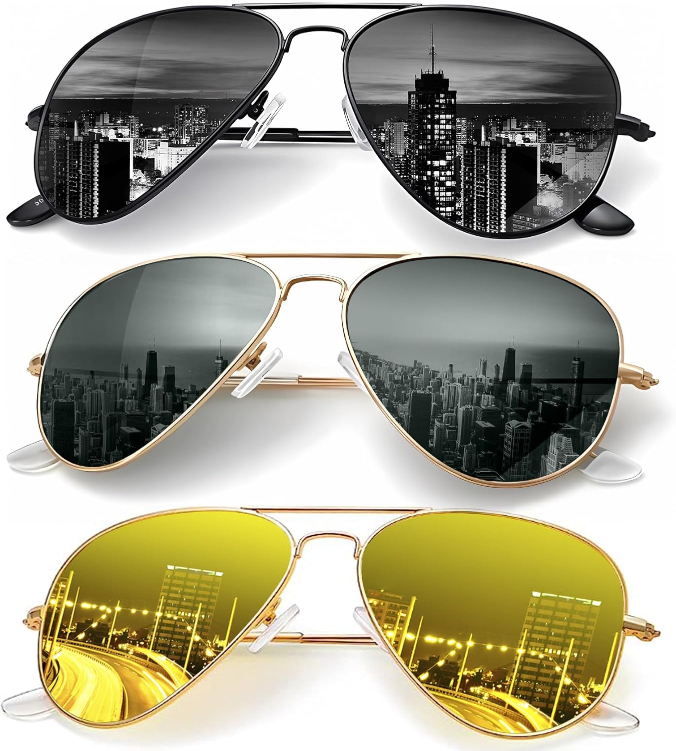 Классические солнцезащитные очки-авиаторы KALIYADI для мужчин и женщин, очки для вождения, поляризованные линзы, блокирующие УФ-излучение, F (3 Pack) Black/Blackish Green/Night Vision
Классические солнцезащитные очки-авиаторы KALIYADI для мужчин и женщин, очки для вождения, поляризованные линзы, блокирующие УФ-излучение, F (3 Pack) Black/Blackish Green/Night Vision