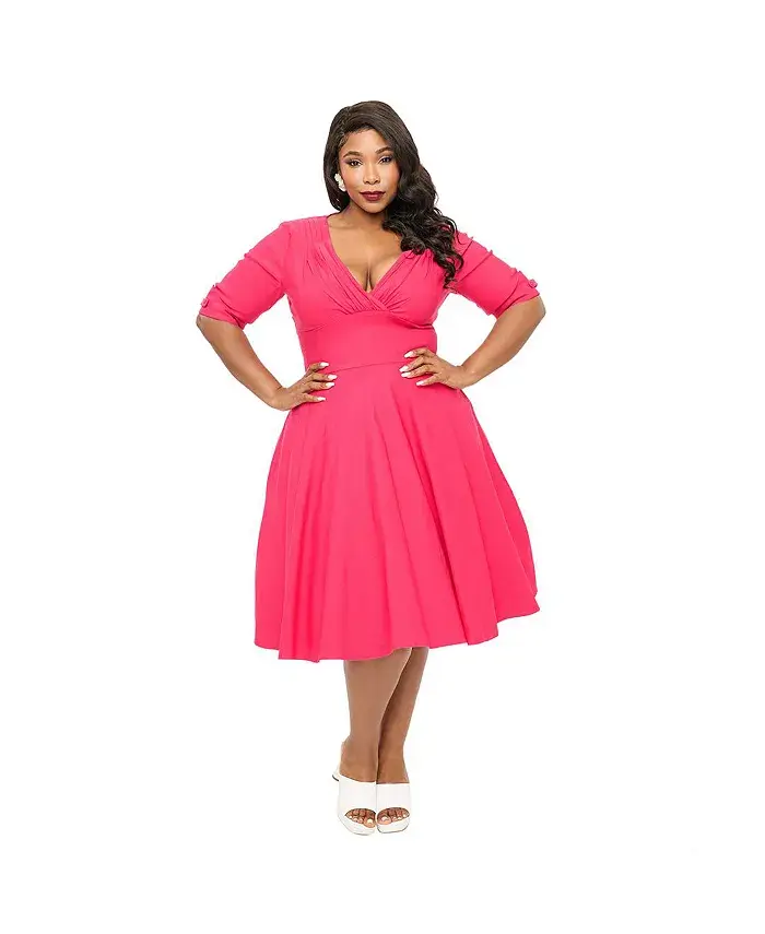 Платье-трапеция Delores с короткими рукавами и сюрплисом больших размеров Unique Vintage, розовый
Платье-трапеция Delores с короткими рукавами и сюрплисом больших размеров Unique Vintage, розовый