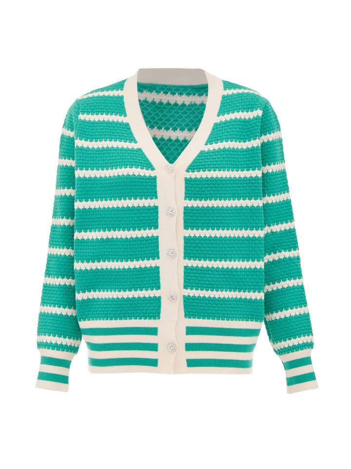 Женский кардиган зеленого цвета с вышивкой бежевого цвета usha BLUE LABEL
Женский кардиган зеленого цвета с вышивкой бежевого цвета usha BLUE LABEL