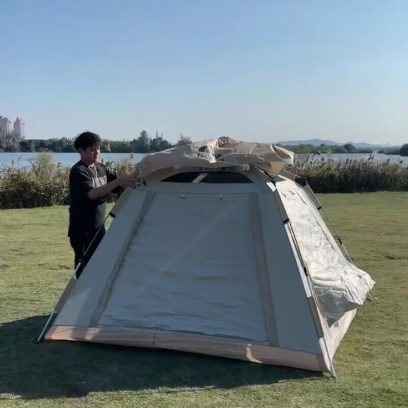 Yjhome портативная складная палатка для улицы, непромокаемая, полностью автоматическая, быстро открывающаяся, две комнаты и одна гостиная, 8-10 человек, облачно-серый цвет