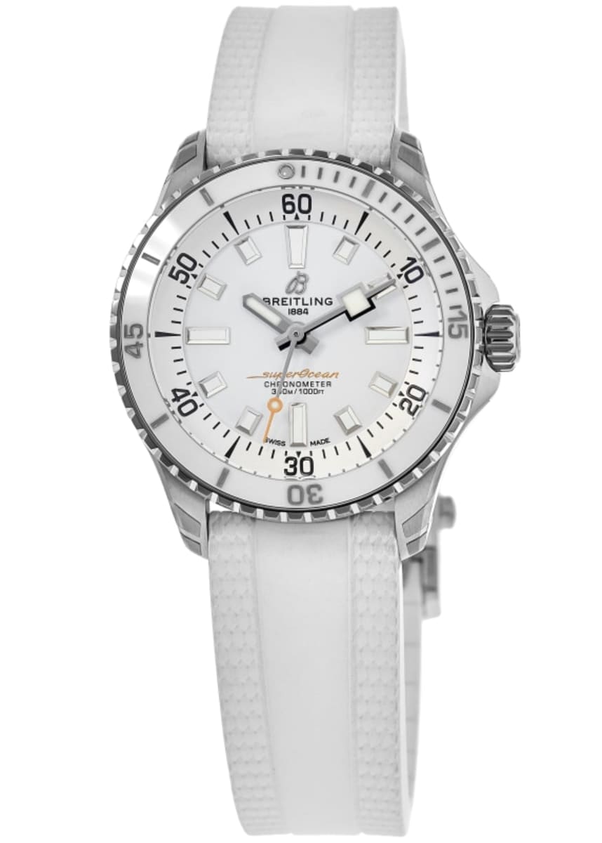 Женские часы Breitling Superocean Automatic 36 с белым циферблатом и резиновым ремешком A17377211A1S1
Женские часы Breitling Superocean Automatic 36 с белым циферблатом и резиновым ремешком A17377211A1S1