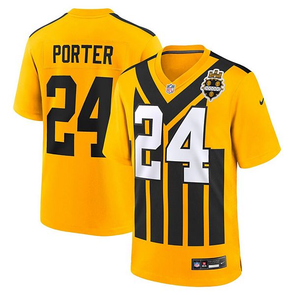Мужская игровая футболка Pittsburgh Steelers альтернативная 1933 throwback Joey Porter Jr gold Nike
Мужская игровая футболка Pittsburgh Steelers альтернативная 1933 throwback Joey Porter Jr gold Nike