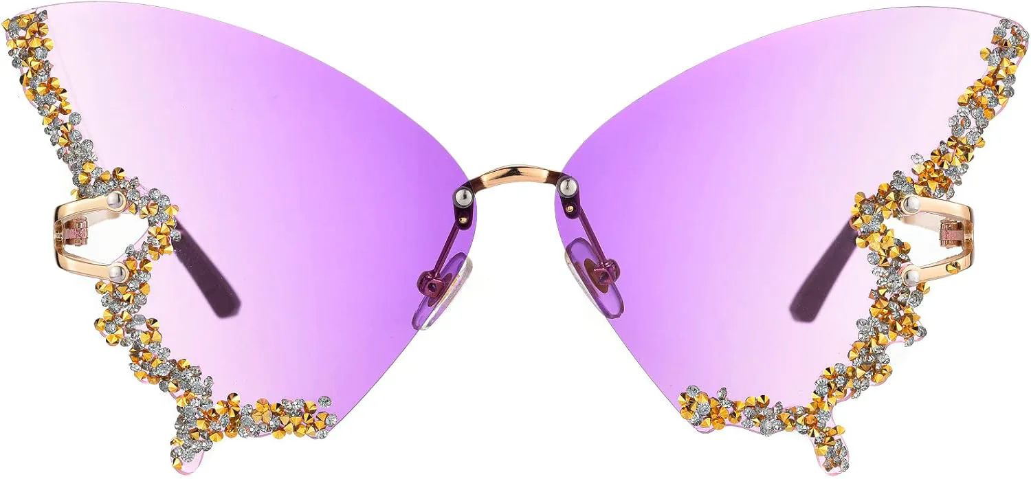 Роскошные солнцезащитные очки-бабочки с бриллиантами для женщин, винтажные, без оправы, с крупными стразами, солнцезащитные очки в стиле Y2K mincl, Purple
Роскошные солнцезащитные очки-бабочки с бриллиантами для женщин, винтажные, без оправы, с крупными стразами, солнцезащитные очки в стиле Y2K mincl, Purple