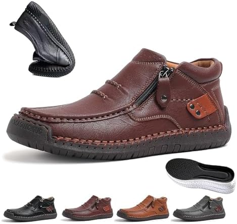 Мужские удобные кожаные ботинки WXDSTW ручной работы, мужские премиальные кожаные ботинки-слипы для вождения - широкий носок, поддержка свода стопы, легкие, удобные, водонепроницаемые, нескользящие ботинки на боковой молнии, коричневый
Мужские удобные кожаные ботинки WXDSTW ручной работы, мужские премиальные кожаные ботинки-слипы для вождения - широкий носок, поддержка свода стопы, легкие, удобные, водонепроницаемые, нескользящие ботинки на боковой молнии, коричневый