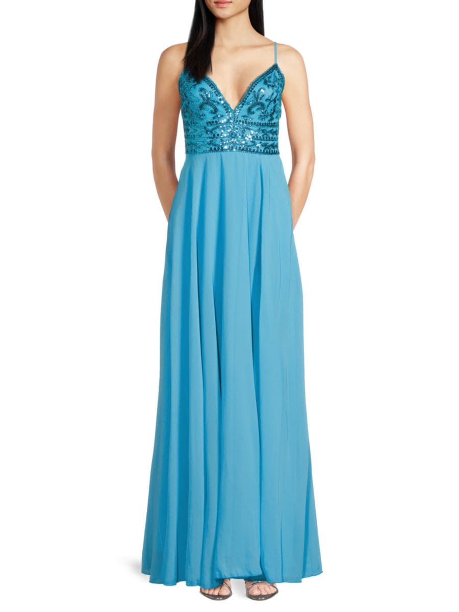 Гламурное расклешенное платье макси Lulus, синий
Гламурное расклешенное платье макси Lulus, синий