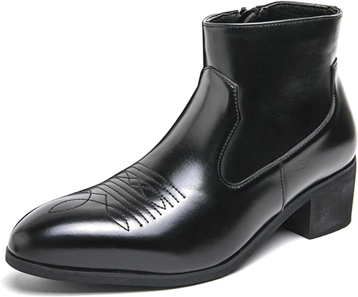 Мужские ботинки Челси с заостренным носком, с боковой молнией, массивным высоким каблуком, вестерн, формальные ботинки, ботильоны Abborora, черный
Мужские ботинки Челси с заостренным носком, с боковой молнией, массивным высоким каблуком, вестерн, формальные ботинки, ботильоны Abborora, черный