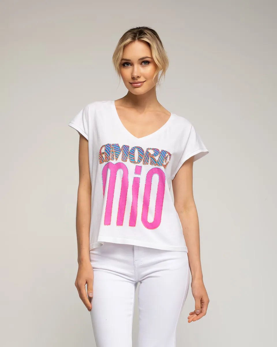 Женская хлопковая футболка с надписью "amore mio" Tantra, белый
Женская хлопковая футболка с надписью "amore mio" Tantra, белый