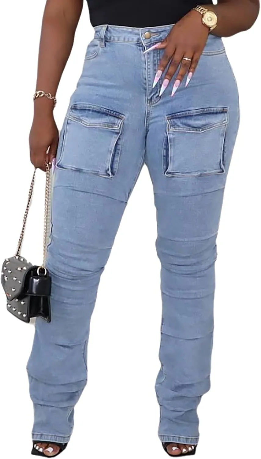 Женские джинсы с высокой талией и карманами-клапанами QLAUYIOE
Женские джинсы с высокой талией и карманами-клапанами QLAUYIOE