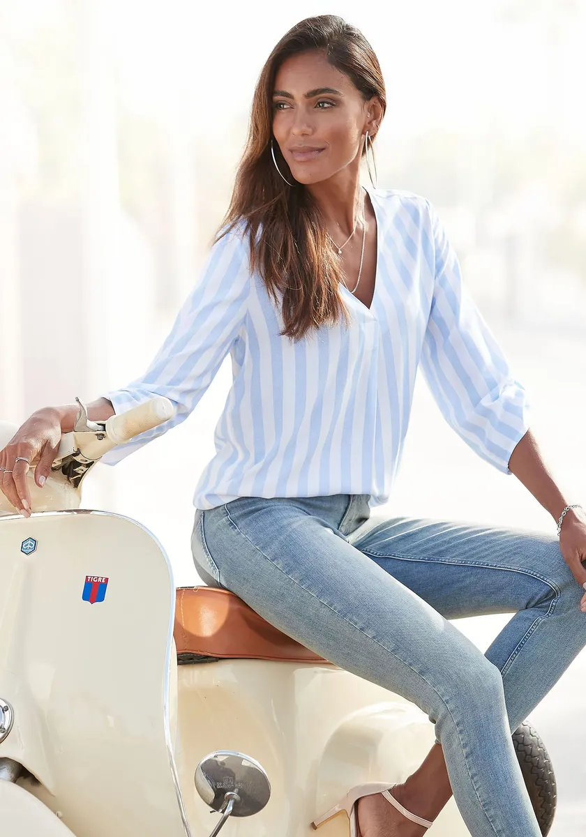 Блузка-слип LASCANA, с полосатым принтом, легкая ткань, женская блузка, голубой
Блузка-слип LASCANA, с полосатым принтом, легкая ткань, женская блузка, голубой