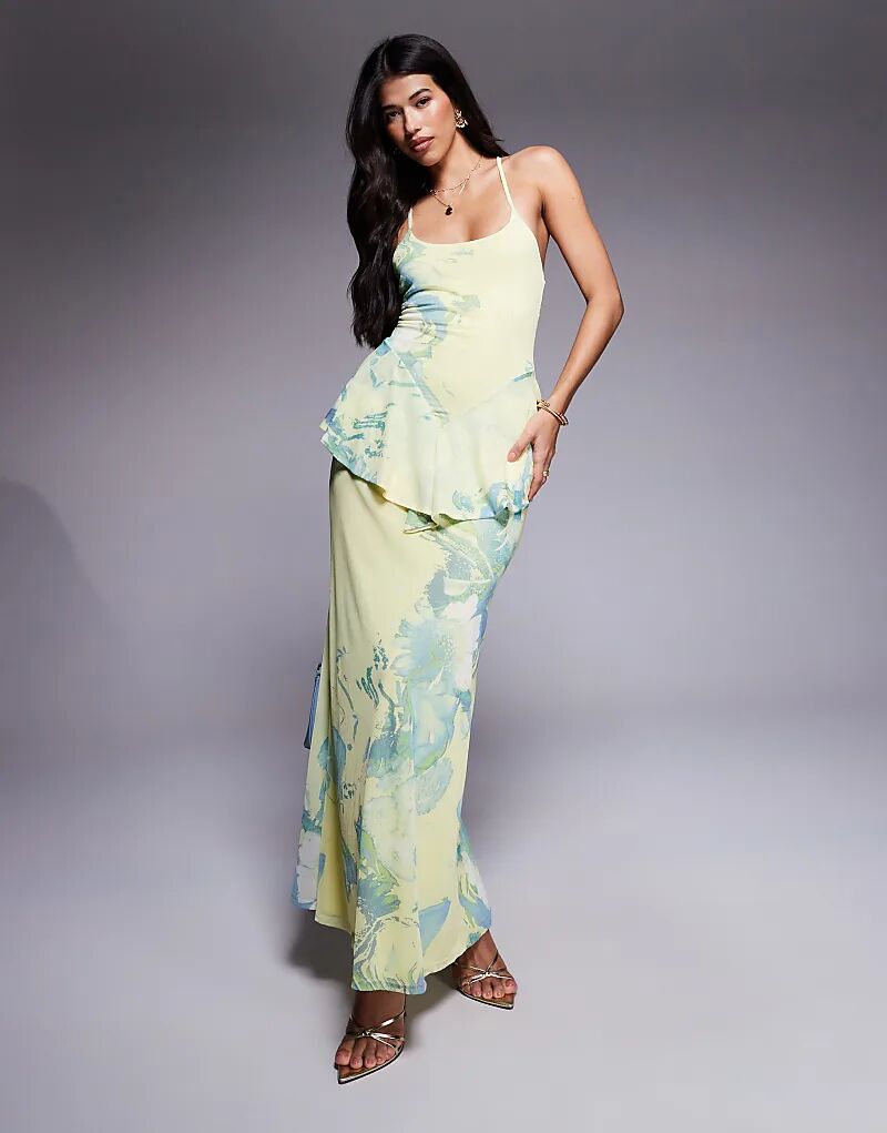 Платье макси ASOS DESIGN на бретелях из сетки с баской и цветочным принтом
Платье макси ASOS DESIGN на бретелях из сетки с баской и цветочным принтом