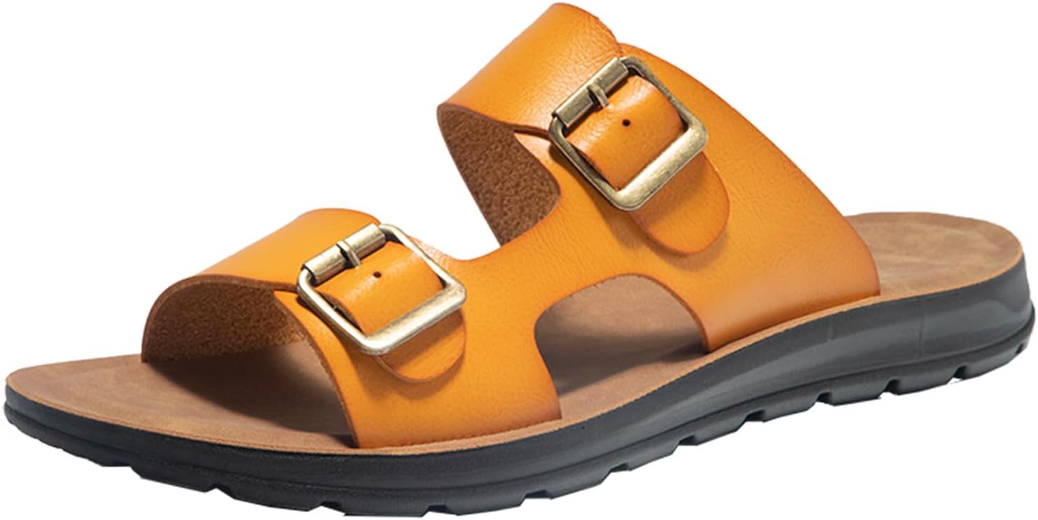 Мужские кожаные сандалии EGDK с эластичной посадкой, ретро дизайн с двумя ремешками и пряжками, противоскользящая подошва, удобные повседневные шлепанцы для прогулок, пляжа, дома и улицы Eggdk, желтый
Мужские кожаные сандалии EGDK с эластичной посадкой, ретро дизайн с двумя ремешками и пряжками, противоскользящая подошва, удобные повседневные шлепанцы для прогулок, пляжа, дома и улицы Eggdk, желтый