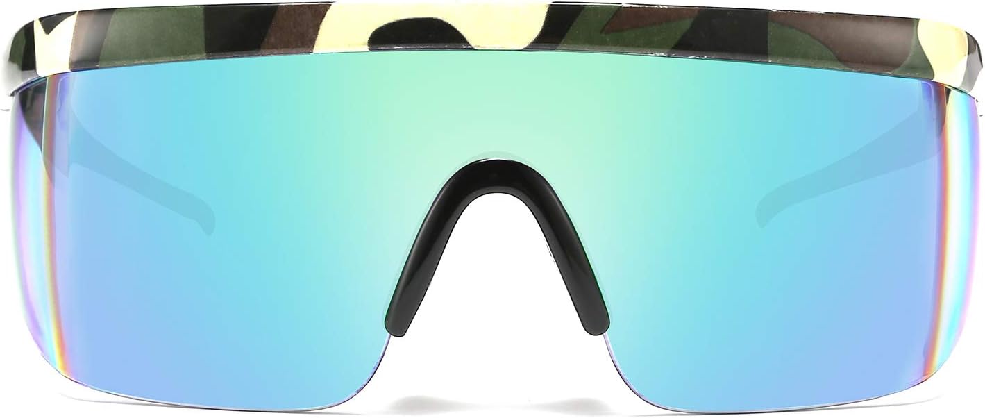 FEISEDY Большие зеркальные спортивные солнцезащитные очки в стиле 80-х, горнолыжные очки с плоским верхом, цельные, футуристический козырек, для женщин и мужчин, B2522, Camouflage Frame Green Mirrored Lens
FEISEDY Большие зеркальные спортивные солнцезащитные очки в стиле 80-х, горнолыжные очки с плоским верхом, цельные, футуристический козырек, для женщин и мужчин, B2522, Camouflage Frame Green Mirrored Lens