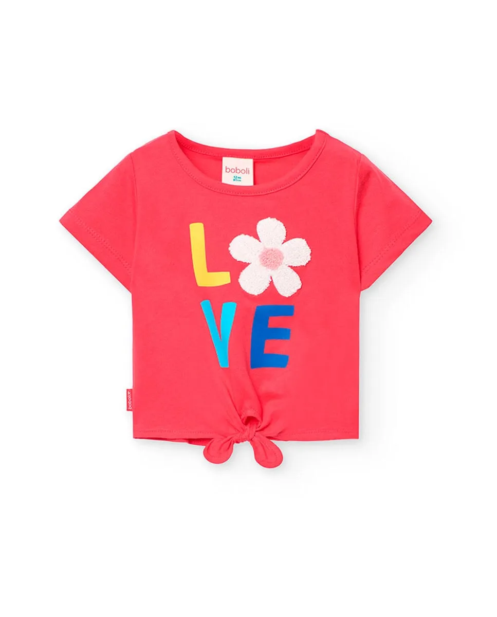 Футболка для девочки с короткими рукавами и узлом снизу Boboli, фуксия
Футболка для девочки с короткими рукавами и узлом снизу Boboli, фуксия