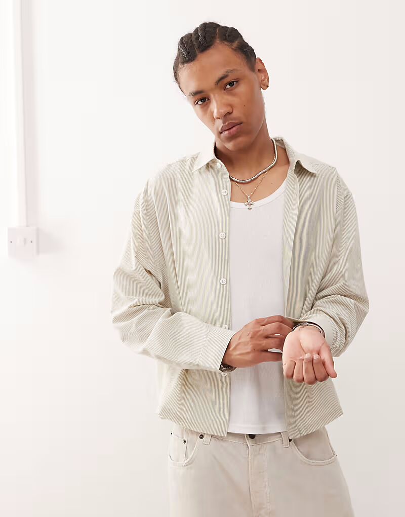 COLLUSION рубашка свободного кроя в полоску зеленого цвета
COLLUSION рубашка свободного кроя в полоску зеленого цвета