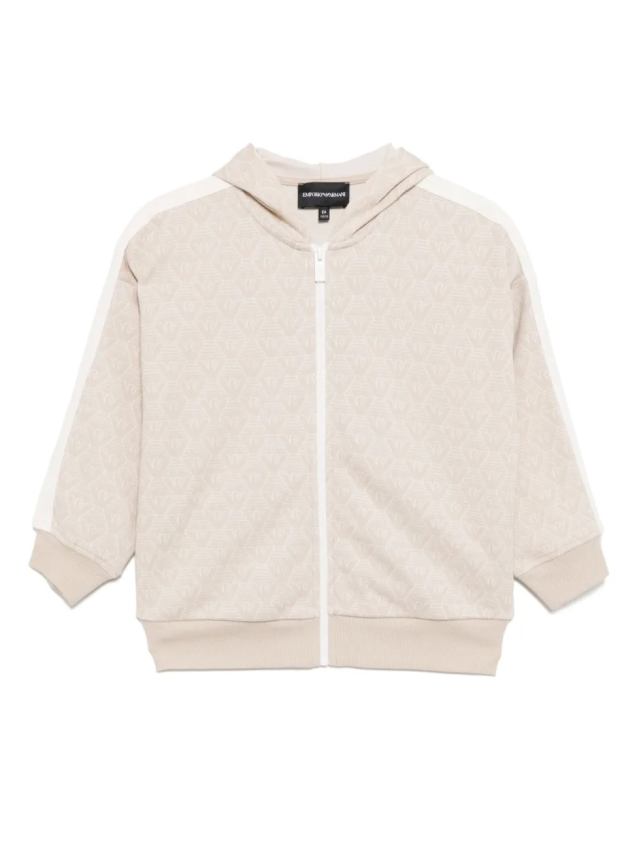 Худи на молнии с монограммой Emporio Armani Kids, нейтральный 
Худи на молнии с монограммой Emporio Armani Kids, нейтральный