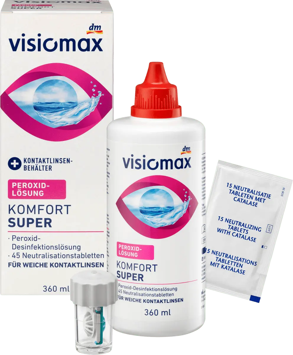 Раствор перекиси Комфорт Супер для мягких контактных линз с футляром для контактных линз 360 мл VISIOMAX
Раствор перекиси Комфорт Супер для мягких контактных линз с футляром для контактных линз 360 мл VISIOMAX