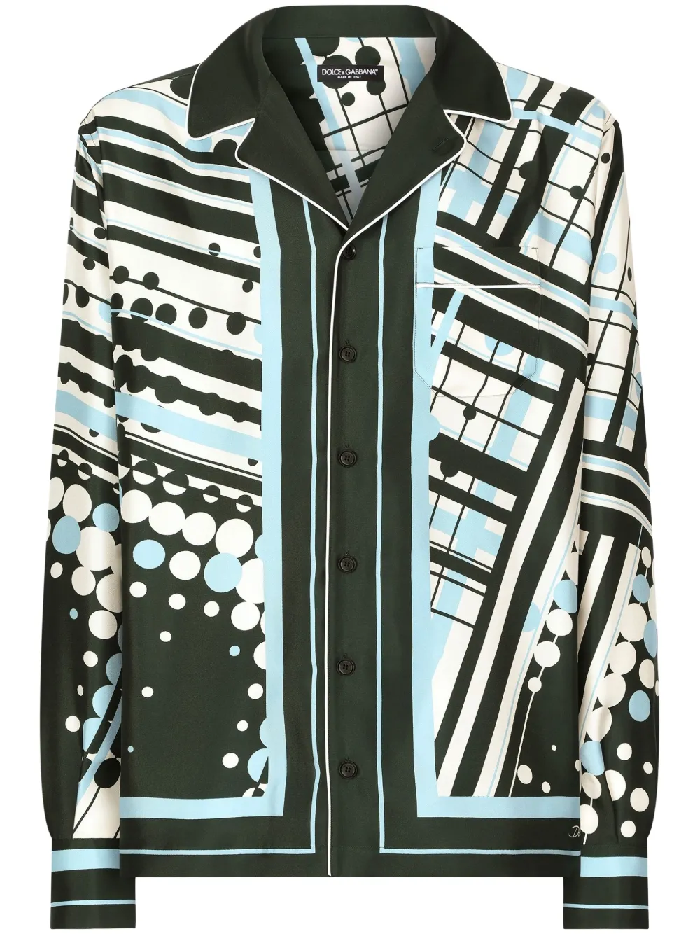 Шелковая рубашка с геометричным принтом DOLCE & GABBANA, белый
Шелковая рубашка с геометричным принтом DOLCE & GABBANA, белый