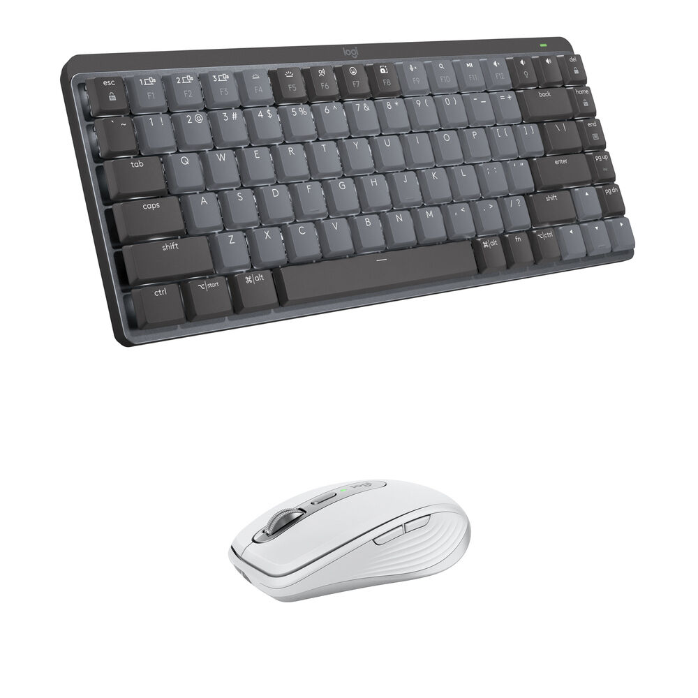 Комплект из беспроводной механической мини-клавиатуры Logitech MX и мыши Anywhere 3S (щелчковая, серая/бледно-серая)
Комплект из беспроводной механической мини-клавиатуры Logitech MX и мыши Anywhere 3S (щелчковая, серая/бледно-серая)