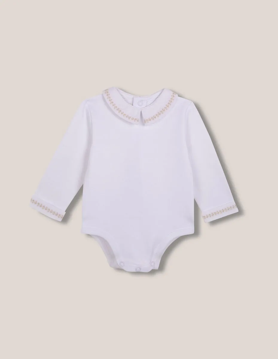 Детское боди с длинным рукавом и вышитым воротником Gocco, белый
Детское боди с длинным рукавом и вышитым воротником Gocco, белый