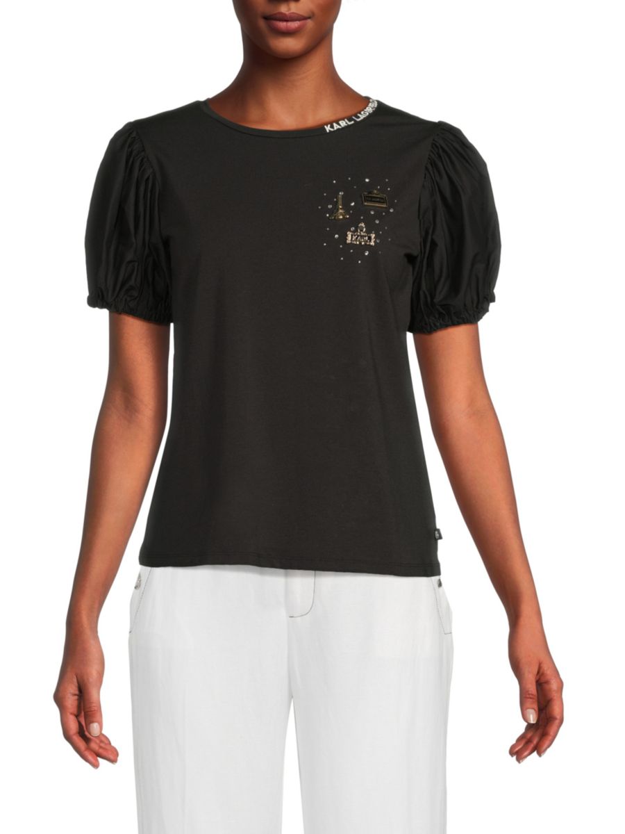 Футболка с графическим принтом и рукавами-буфами Karl Lagerfeld Paris, черный
Футболка с графическим принтом и рукавами-буфами Karl Lagerfeld Paris, черный