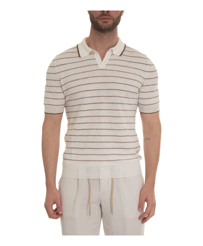 Полосатая трикотажная рубашка-поло Gran Sasso, белый
Полосатая трикотажная рубашка-поло Gran Sasso, белый