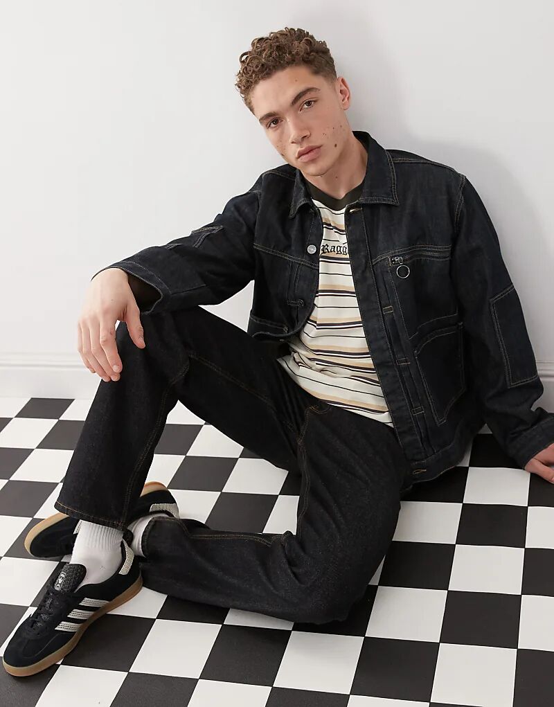 Джинсовая рабочая куртка Ragged Priest со складками, цвет: синий, с эффектом полоскания
Джинсовая рабочая куртка Ragged Priest со складками, цвет: синий, с эффектом полоскания