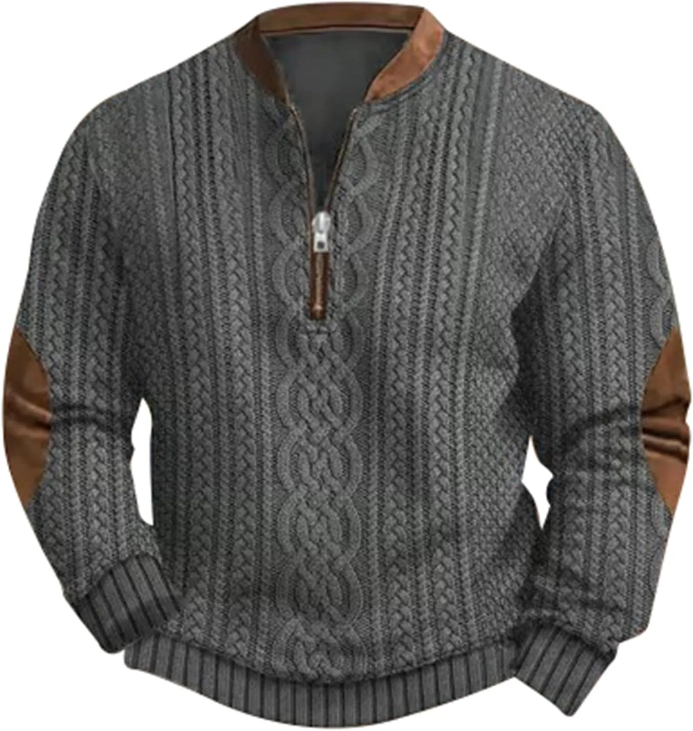 Мужской свитер с принтом, вязаный, с молнией и длинными рукавами
Мужской свитер с принтом, вязаный, с молнией и длинными рукавами