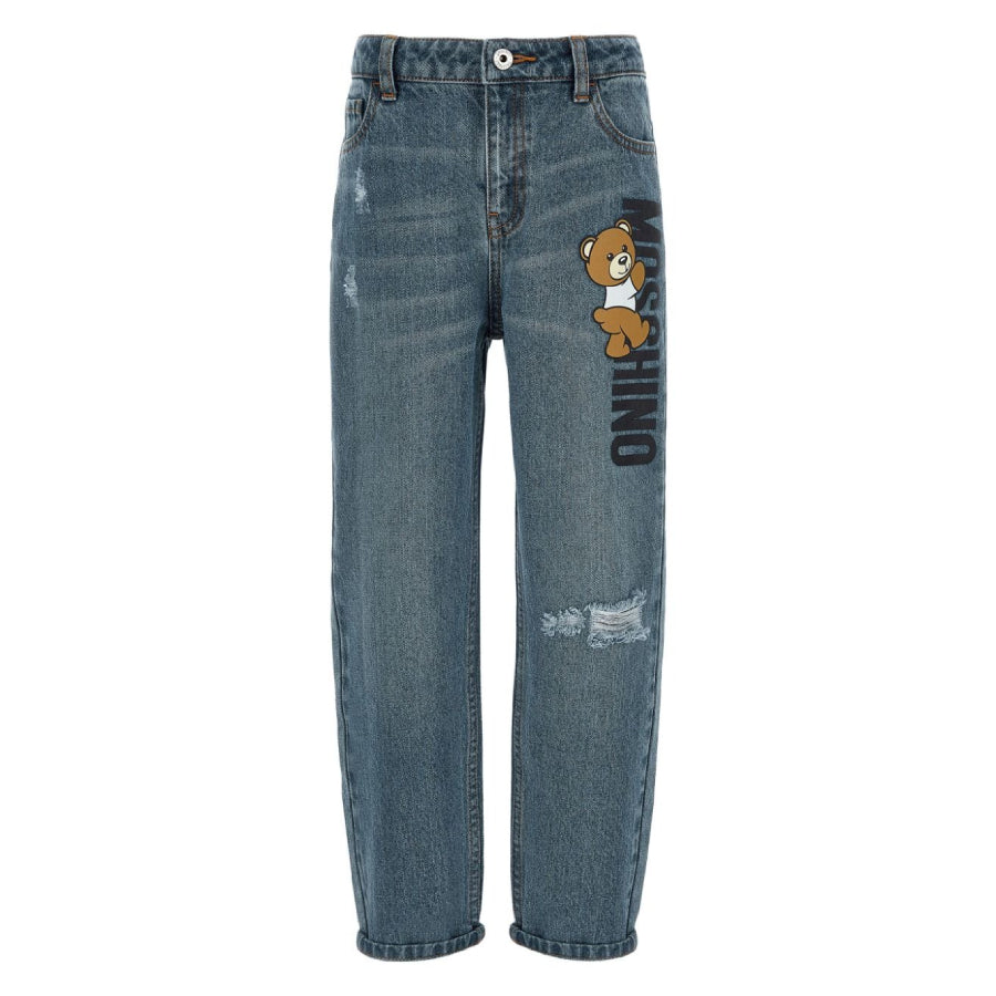 Прямые хлопковые джинсы Moschino с принтом плюшевого мишки, синий
Прямые хлопковые джинсы Moschino с принтом плюшевого мишки, синий