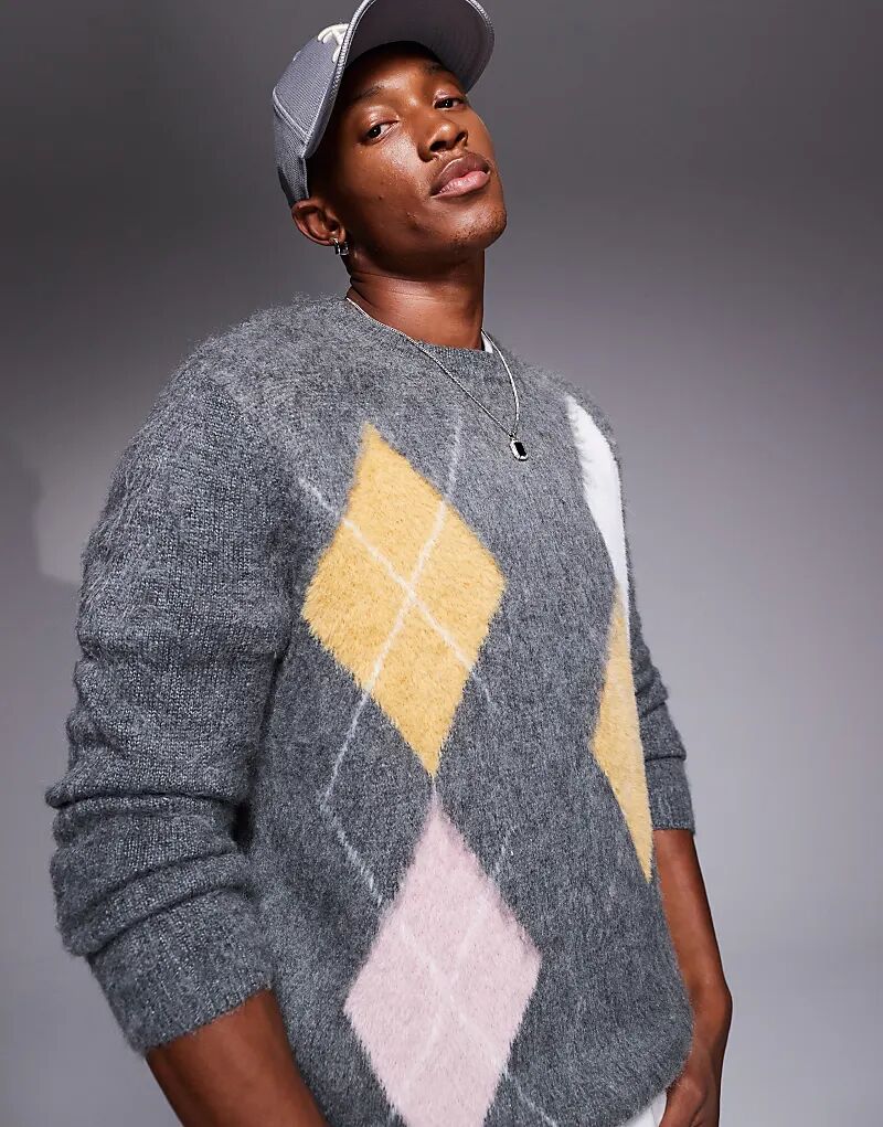 Вязаный джемпер с круглым вырезом и узором «ромбики» серого цвета ASOS DESIGN
Вязаный джемпер с круглым вырезом и узором «ромбики» серого цвета ASOS DESIGN