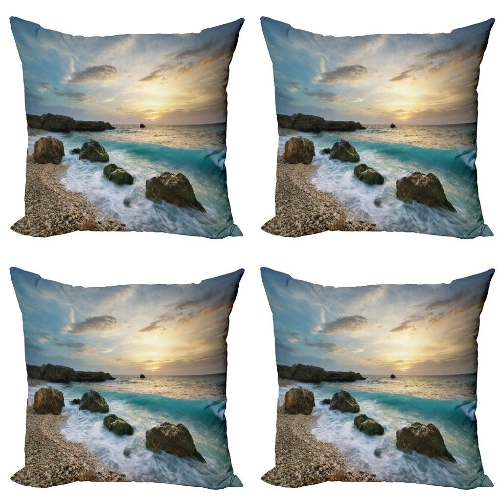 ABAKUHAUS Набор чехлов для подушек Ocean (4 предмета), морской пейзаж, волны восхода солнца, современная двусторонняя цифровая печать, 40 см x 40 см, коричневый синий желтый 
ABAKUHAUS Набор чехлов для подушек Ocean (4 предмета), морской пейзаж, волны восхода солнца, современная двусторонняя цифровая печать, 40 см x 40 см, коричневый синий желтый