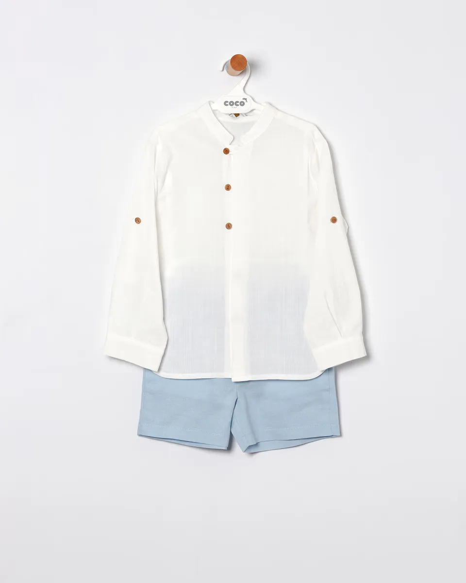 Комплект для мальчиков, состоящий из рубашки с длинным рукавом и простых бермудских шорт Coco Acqua, голубой
Комплект для мальчиков, состоящий из рубашки с длинным рукавом и простых бермудских шорт Coco Acqua, голубой