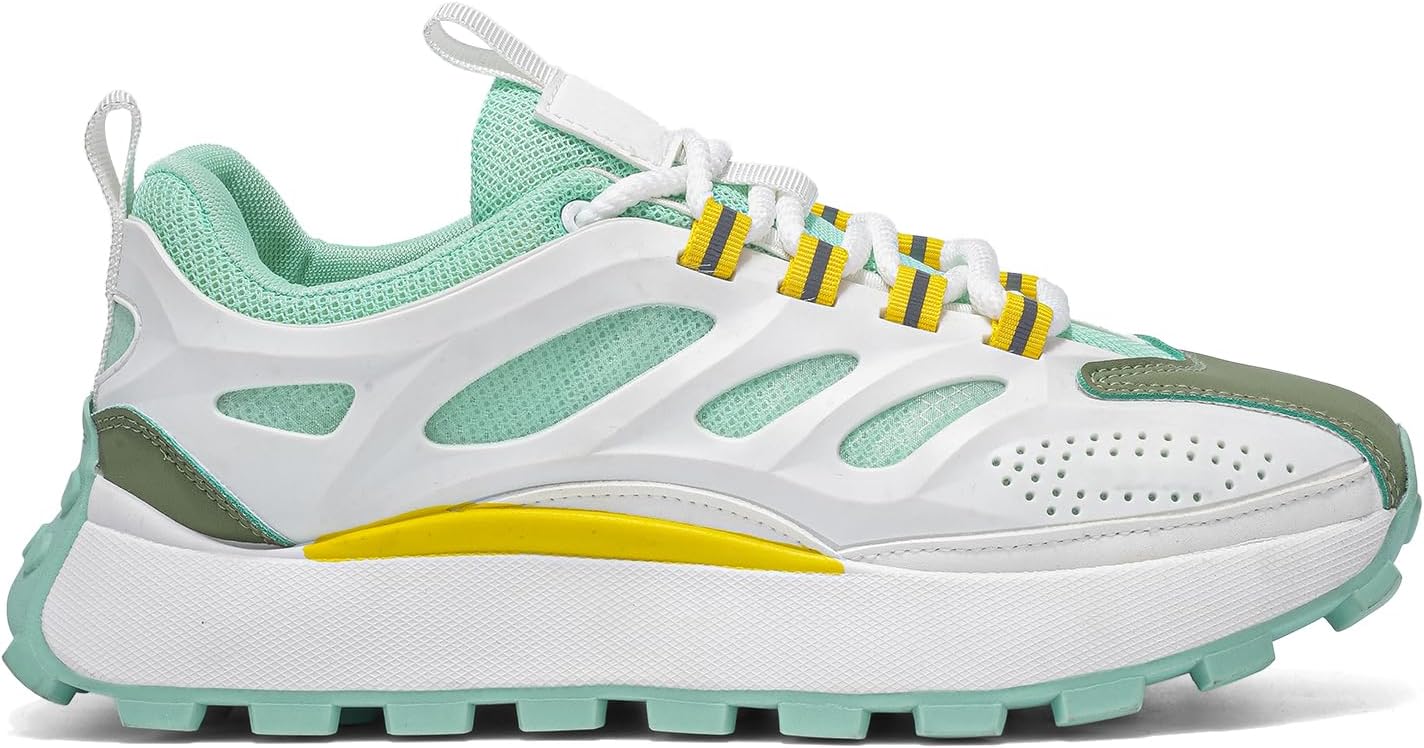 Мужские беговые кроссовки, белые с мятно-зелеными элементами и желтыми акцентами, сетчатый верх, трейловые кроссовки Generic
Мужские беговые кроссовки, белые с мятно-зелеными элементами и желтыми акцентами, сетчатый верх, трейловые кроссовки Generic