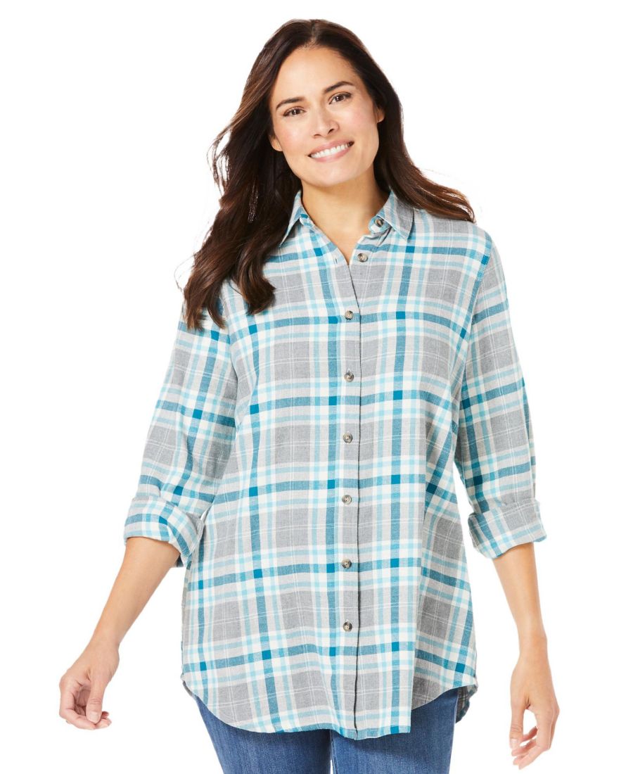 Классическая фланелевая рубашка больших размеров Woman Within, Deep teal plaid
Классическая фланелевая рубашка больших размеров Woman Within, Deep teal plaid