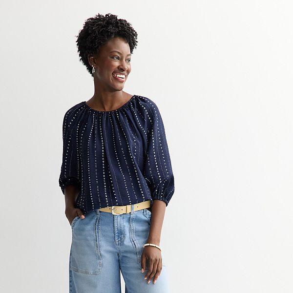 Женский топ с защипами Sonoma Goods For Life, Navy Blue Dot Dye
Женский топ с защипами Sonoma Goods For Life, Navy Blue Dot Dye