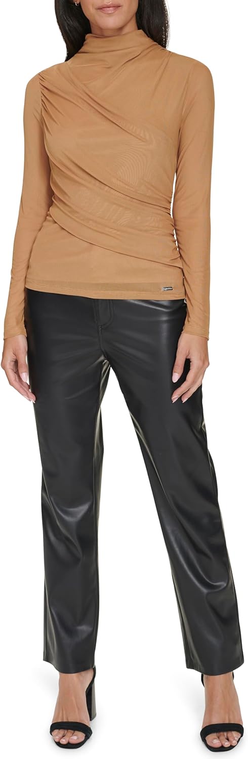 Женский топ Calvin Klein с воротником-стойкой и драпировкой спереди, длинными рукавами, Luggage
Женский топ Calvin Klein с воротником-стойкой и драпировкой спереди, длинными рукавами, Luggage