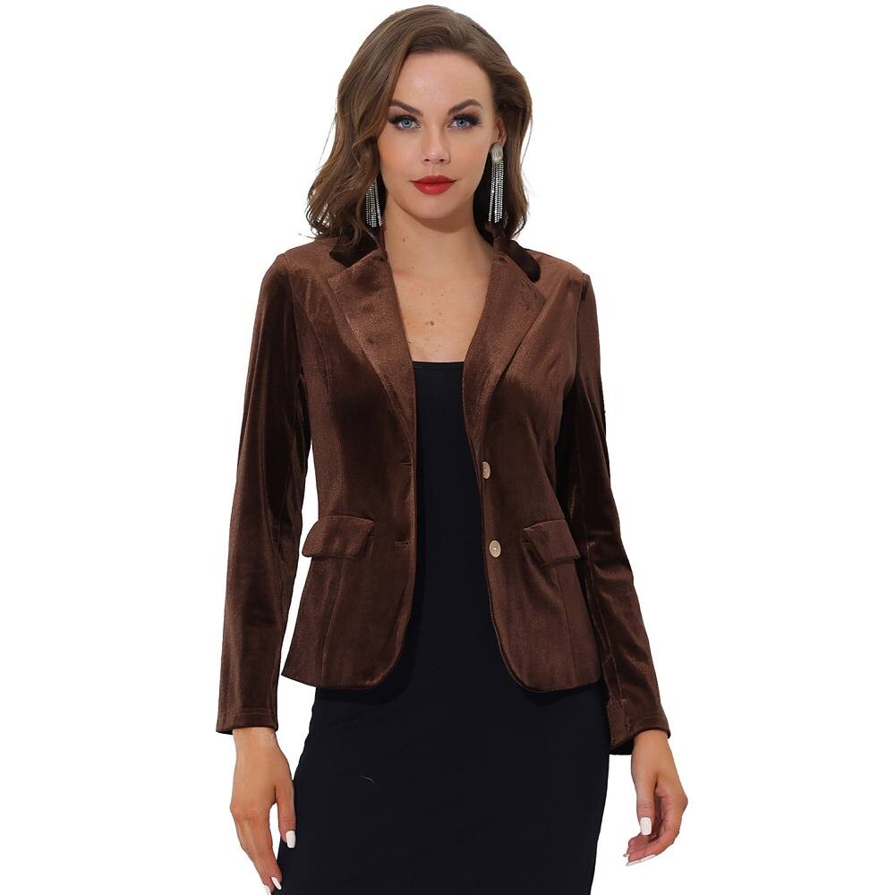 Женский винтажный бархатный пиджак с зубчатыми лацканами и пуговицами для переднего офиса ALLEGRA K, коричневый
Женский винтажный бархатный пиджак с зубчатыми лацканами и пуговицами для переднего офиса ALLEGRA K, коричневый