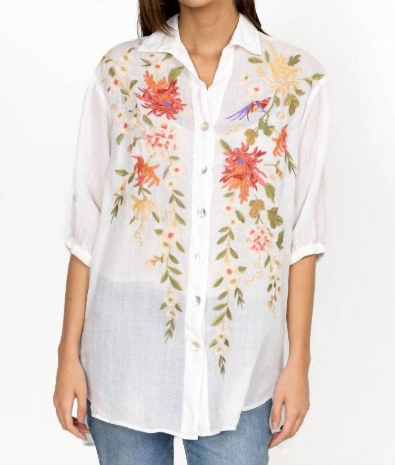 Nalina туника свободного покроя для выходных в белом цвете Johnny Was
Nalina туника свободного покроя для выходных в белом цвете Johnny Was