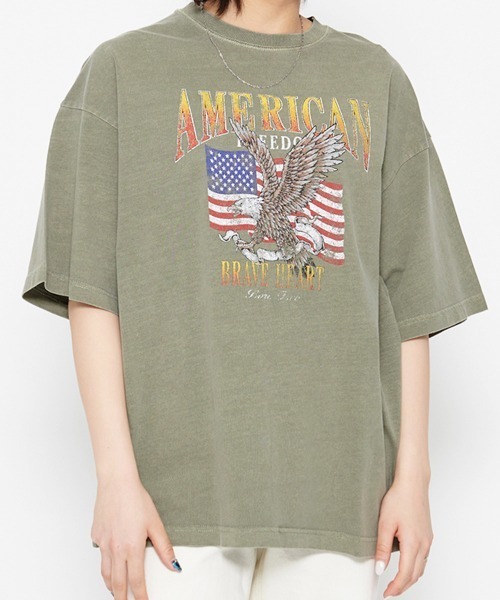 Футболка с американским принтом, пигментная печать Spiritoso, цвет хаки
Футболка с американским принтом, пигментная печать Spiritoso, цвет хаки