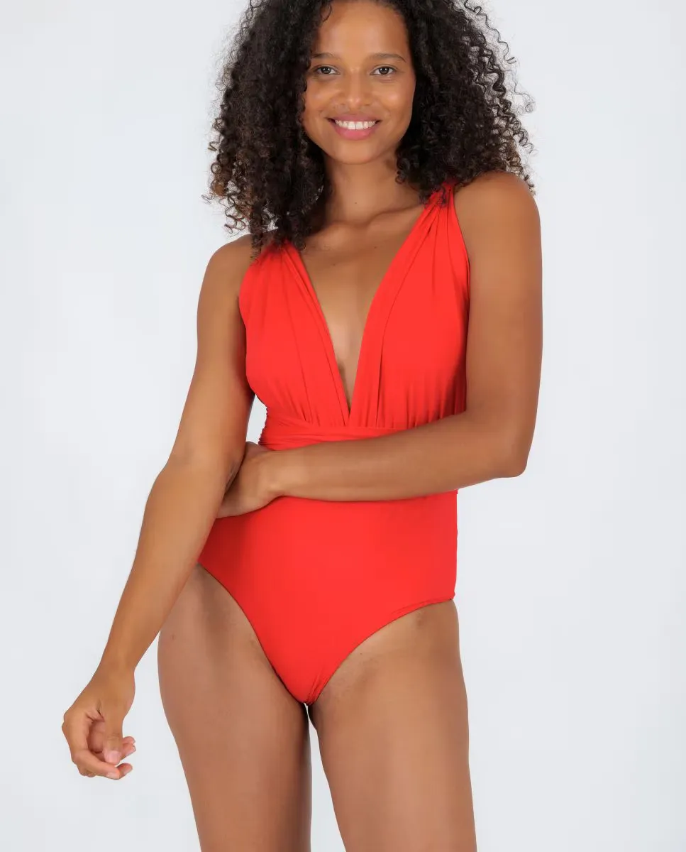 Женский однотонный купальник с V-образным вырезом и набивкой Río de Sol, красный
Женский однотонный купальник с V-образным вырезом и набивкой Río de Sol, красный