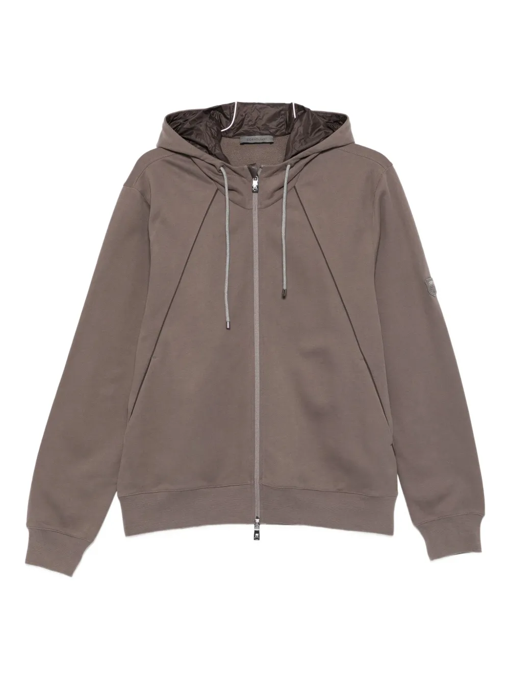 Толстовка с капюшоном на молнии с панелями Corneliani, коричневый
Толстовка с капюшоном на молнии с панелями Corneliani, коричневый