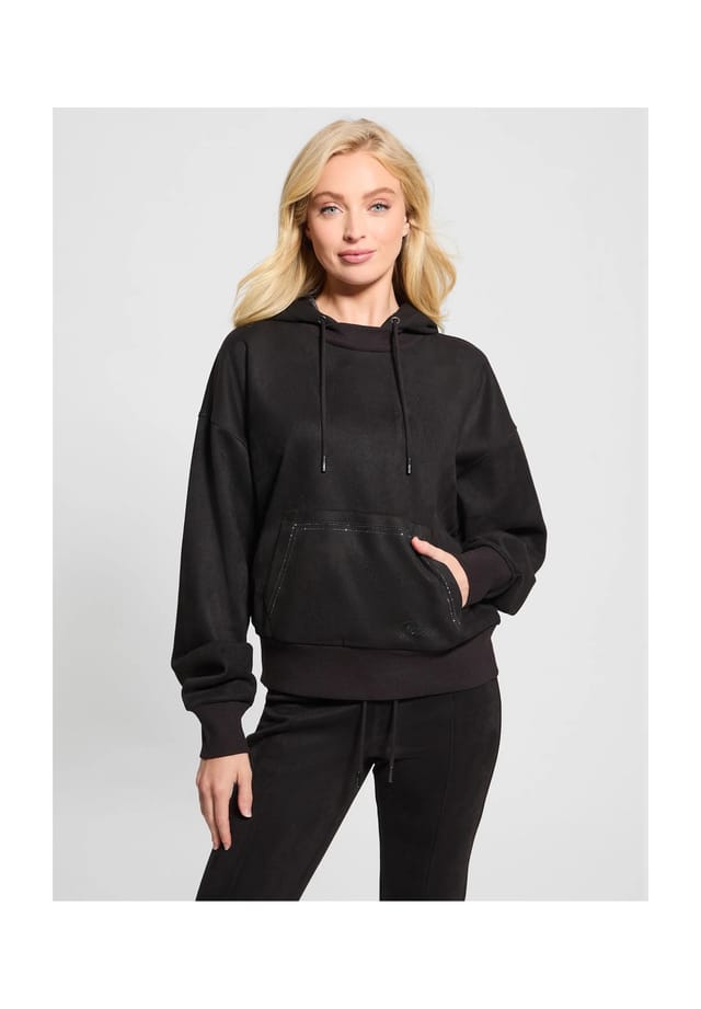 Толстовка с капюшоном и карманом-кенгуру Guess, черный 
Толстовка с капюшоном и карманом-кенгуру Guess, черный