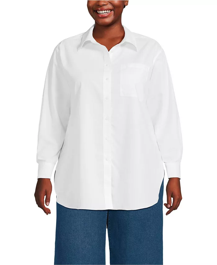 Туника большого размера без косточек с рубашкой с эффектным воротником Lands' End, белый
Туника большого размера без косточек с рубашкой с эффектным воротником Lands' End, белый