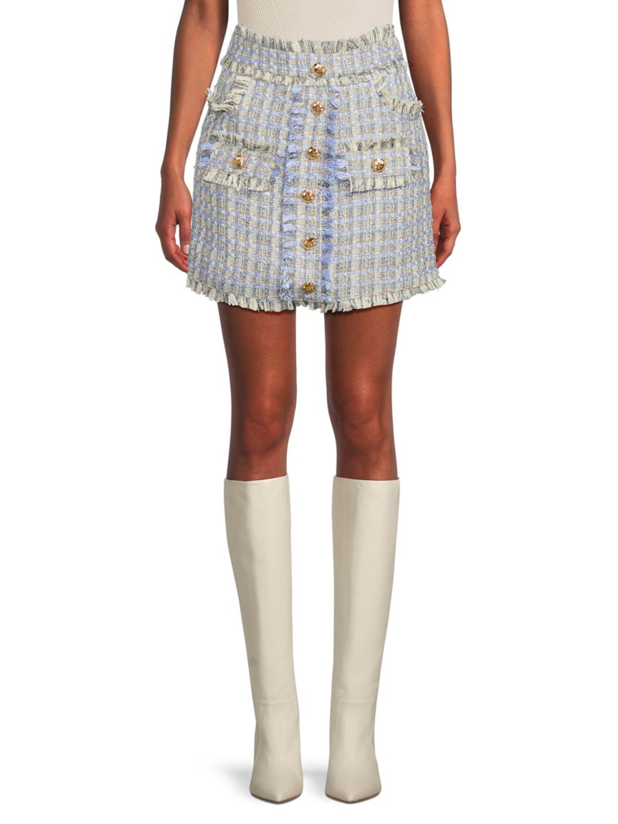 Мини-юбка в клетку с бахромой Walter Baker, цвет Malibu Light Blue
Мини-юбка в клетку с бахромой Walter Baker, цвет Malibu Light Blue
