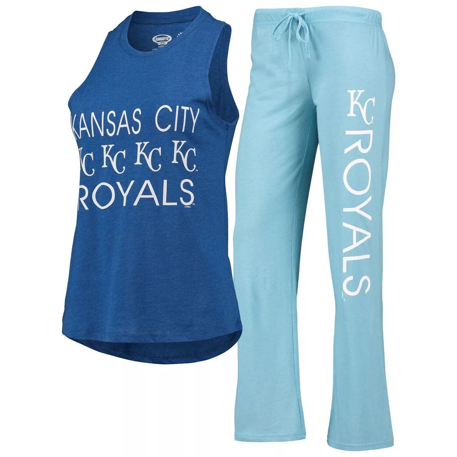 Женский спортивный светло-синий/королевский цвет Kansas City Royals Meter Muscle Майка и брюки для сна
Женский спортивный светло-синий/королевский цвет Kansas City Royals Meter Muscle Майка и брюки для сна