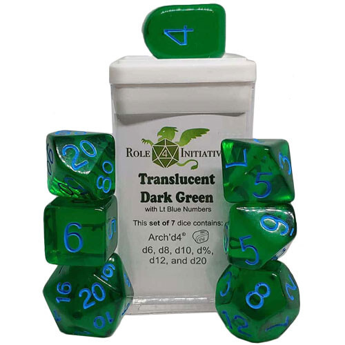 Аксессуары Role 4 Initiative R4I Dice w/ Arch'd4: Translucent - Dark Green w/ Light Blue (7)
Аксессуары Role 4 Initiative R4I Dice w/ Arch'd4: Translucent - Dark Green w/ Light Blue (7)