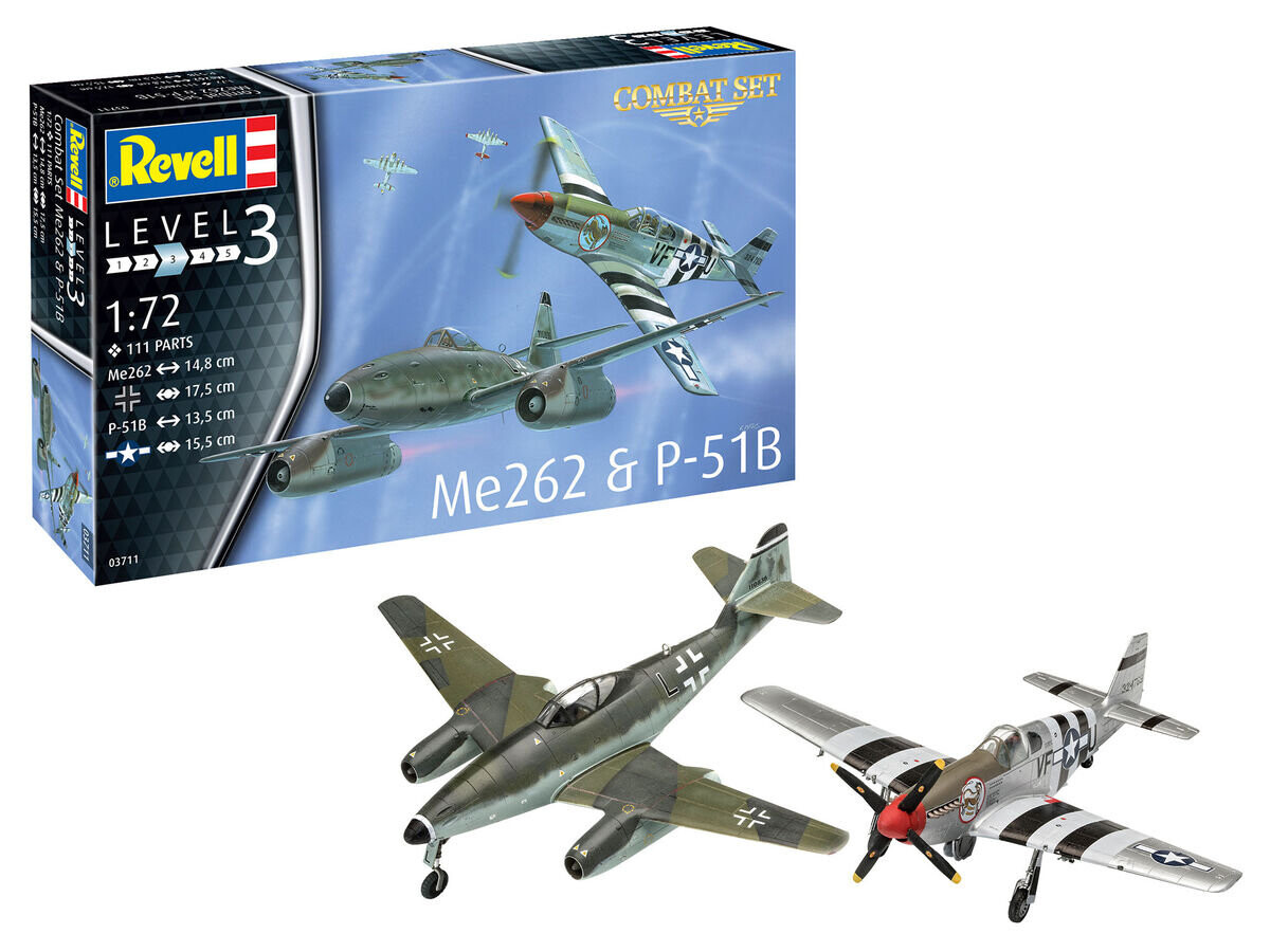 Revell, Боевой набор Me262 и P-51B, Набор моделей Combat
Revell, Боевой набор Me262 и P-51B, Набор моделей Combat
