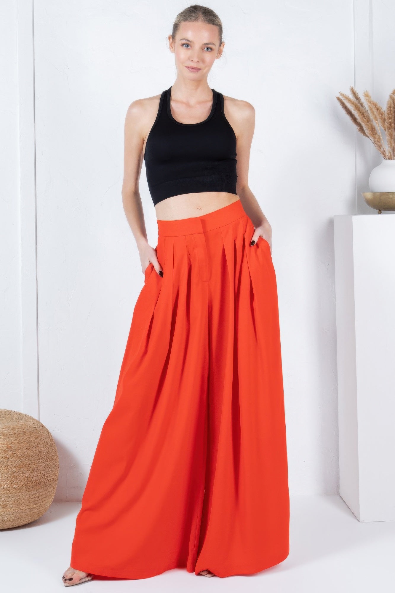 FASHNZFAB Женские брюки с широкими штанинами и складками, однотонные, цвет tomato
FASHNZFAB Женские брюки с широкими штанинами и складками, однотонные, цвет tomato